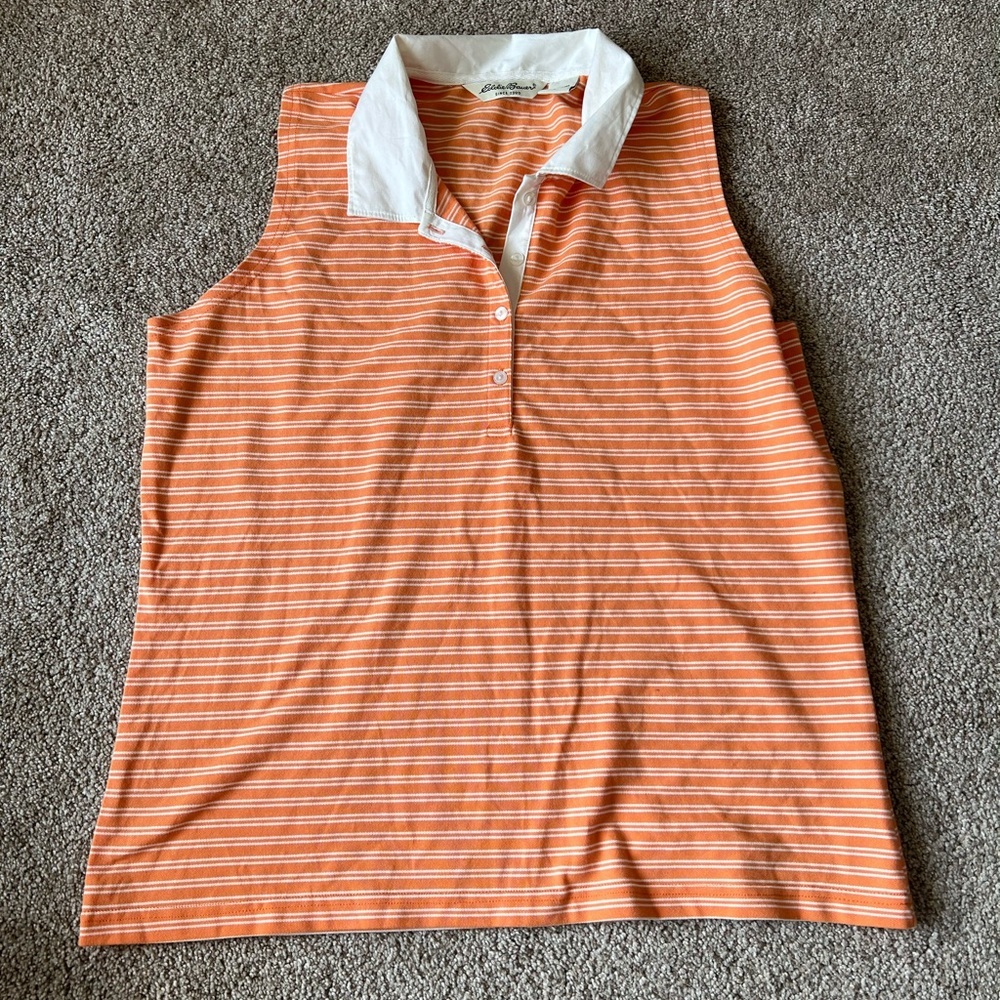 Eddie Bauer orange striped tank top size large